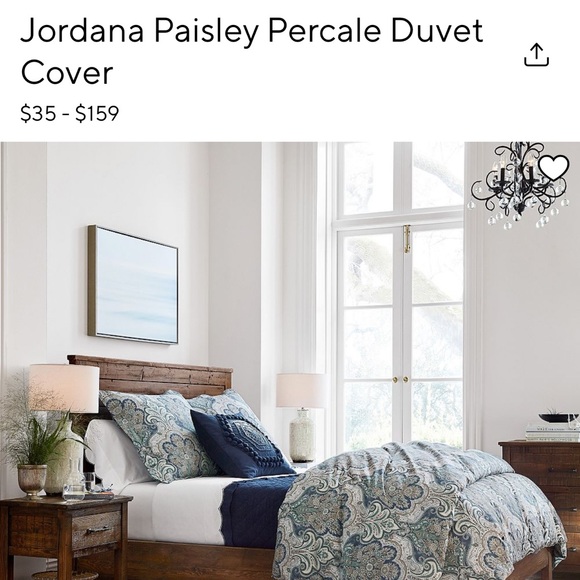 Pottery Barn Jordana Paisley Percale Duvet Cover  and 2 matching shams - Picture 1 of 7